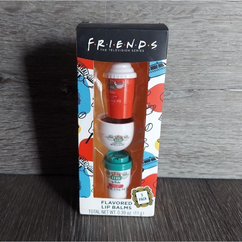 FRIENDS Flavored Lip Balm Gift Set Strawberry Frappe Black Coffee Vanilla Latte
